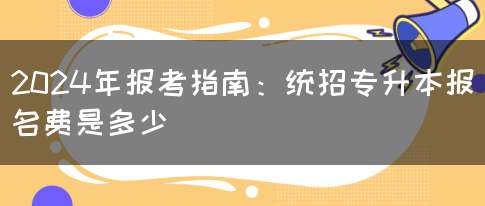 2024年报考指南：统招专升本报名费是多少