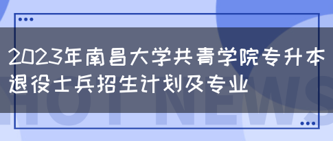 2023年南昌大学共青学院专升本退役士兵招生计划及专业