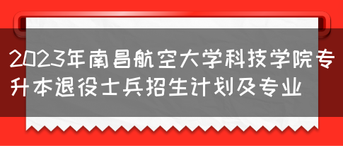 2023年南昌航空大学科技学院专升本退役士兵招生计划及专业