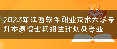 2023年江西软件职业技术大学专升本退役士兵招生计划及专业