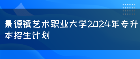 景德镇艺术职业大学2024年专升本招生计划